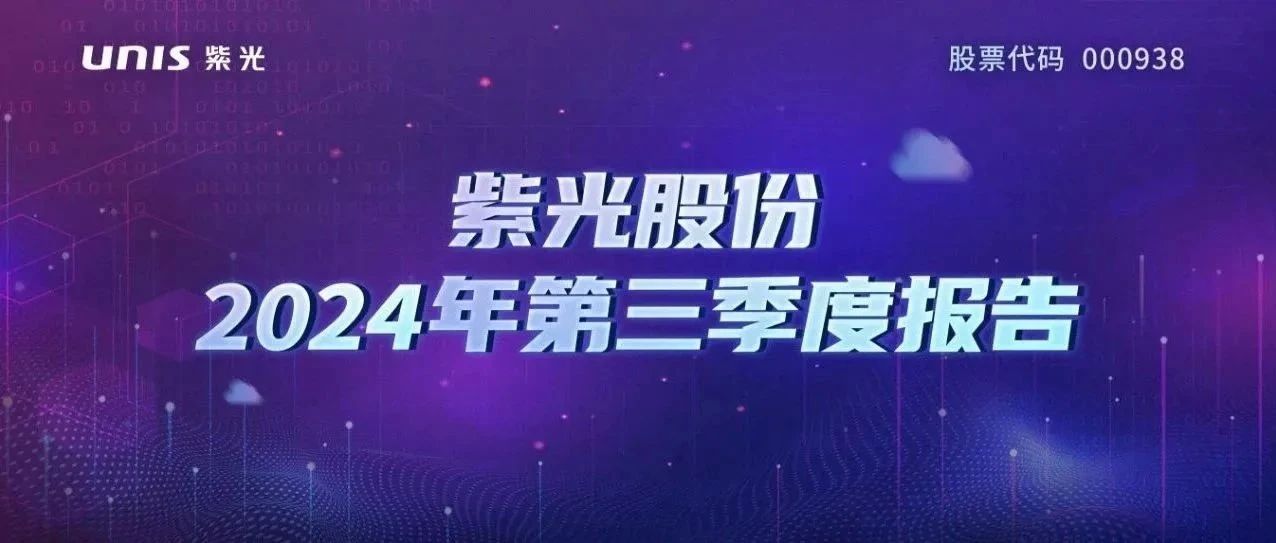 紫光股份发布2024年三季报  第三季度收入增长9%